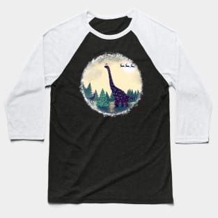 Brontosaurus and Velociraptor Christmas Baseball T-Shirt